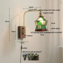 Axyaa Glass Walnut LED Wall Lamp Pull Chain Switch Modern Mirror Light
