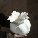 Axyaa White Ceramic Irregular Flower Vase, Hand-made Ornaments for Floral Arrangements