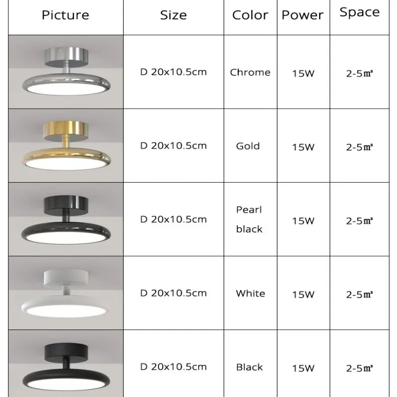 Axyaa Chrome Round LED Ceiling Light for Modern Living Spaces