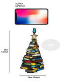 Axyaa Christmas Tree Tabletop Ornament, Stacked Books Design with Star Topper