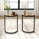Axyaa Half Round Wood Accent Table with Metal Frame, Small C-Shaped End Table
