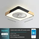 Axyaa Bladeless Remote Control Wood LED Ceiling Fan-Light, Modern Low Profile Square/Round Design
