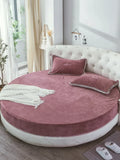 Axyaa Coral Velvet Round Bed Sheet 200-220cm Diameter, Flannel, Winter