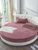 Axyaa Coral Velvet Round Bed Sheet 200-220cm Diameter, Flannel, Winter