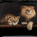 Axyaa Lions Print Duvet Set, Soft Bedding Set for Bedroom, 1 Duvet Cover + 1/2 Pillowcase