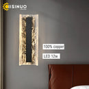 Axyaa 12W Acrylic Rectangle Copper Wall Sconce LED Light for Living Room & Bedroom