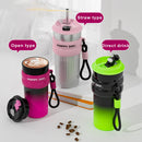 Axyaa Stainless Steel Coffee Cup with Straw and Rope - 500ML Thermos Mug