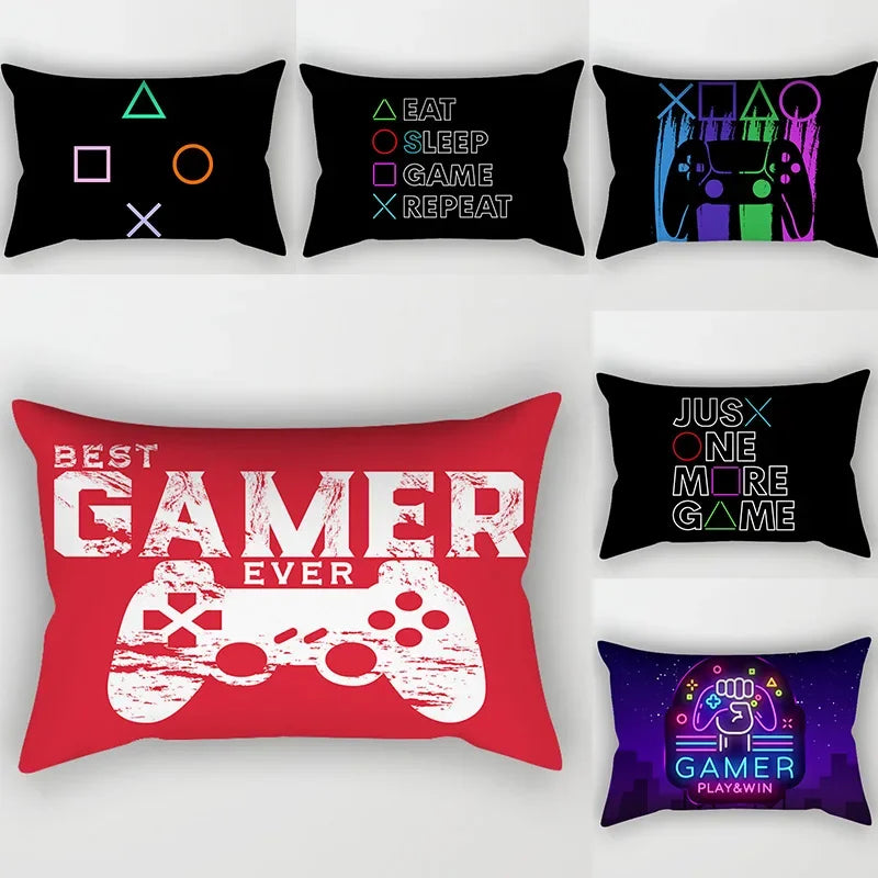 Axyaa 30x50cm Gamer Handle Print Pillowcase for Sofa, Car Seat, Gaming Room