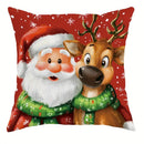 Axyaa Festive Christmas Cushion Cover Set: Snowman, Tree, Santa & Deer Patterns for Sofa