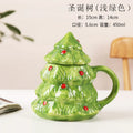 Axyaa Santa Claus Ceramic Mug with Lid, Christmas Gift for Office, Home - Couple Water Cup
