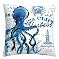 Axyaa Blue Marine Organism Pattern Polyester Cushion Cover for Home Sofa