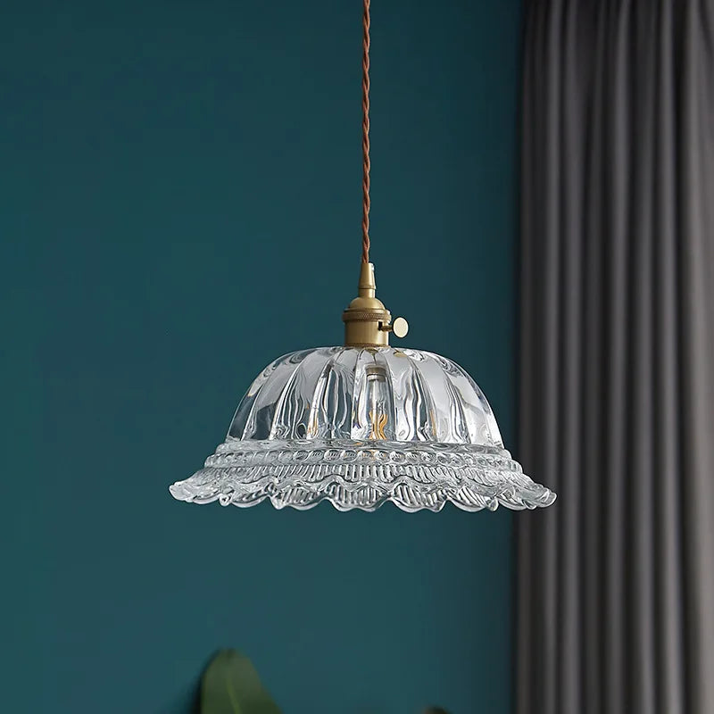 Axyaa Clear Glass LED Pendant Chandelier - Nordic Hanging Lamp for Kitchen, Living Room