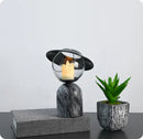 Axyaa Marble Circular Candlestick for Simple Natural Home Decor