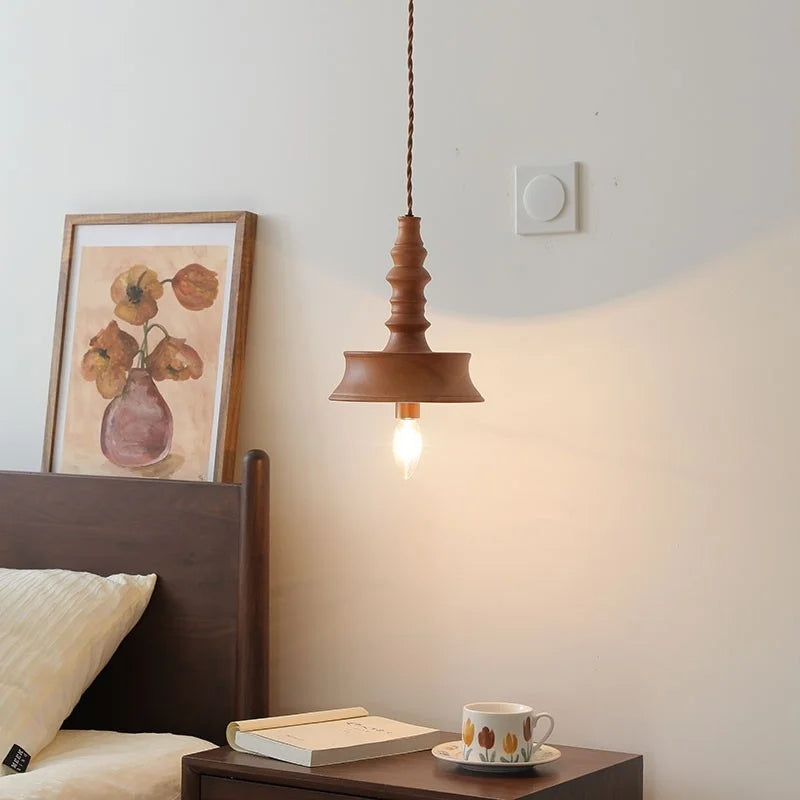 Axyaa Japanese Style LED Pendant Lights: Wooden Hanging Lamp for Home, Bedroom, Living Room, Restaurant