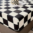 Axyaa Checkerboard Black-and-White Fitted Sheet Set & Mattress Protector