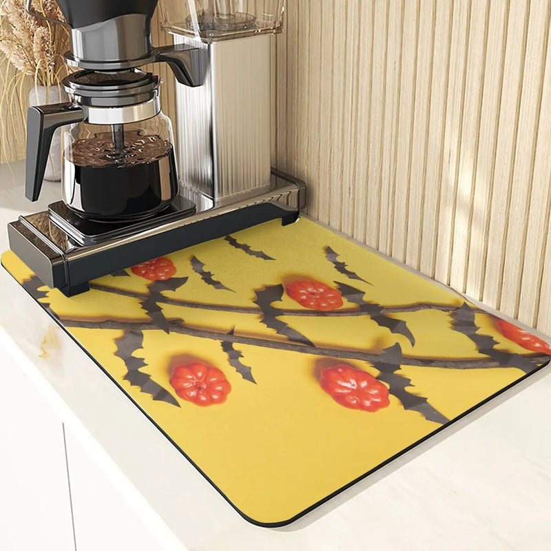 Axyaa Pumpkin Pattern Kitchen Absorbent Drying Mat & Cup Mats