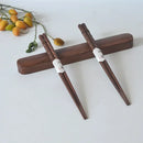 Premium Axya Black Walnut Tortoiseshell Tangent Wooden Chopsticks - Household Gift