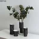 Axyaa Stripe Ceramic Vase Flower Pots Desk Decor Ornaments Craft Floral Vases