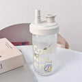 Axyaa Cat Straw Water Bottle with Lid - Bubble Milk Tea Plastic Cup