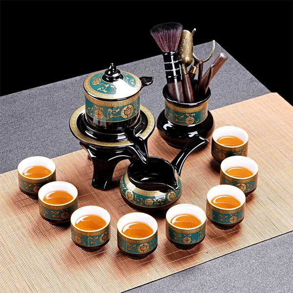 Axya High-End Kung Fu Tea Set: Bone Teapot & Tea Cup Set for 8 People
