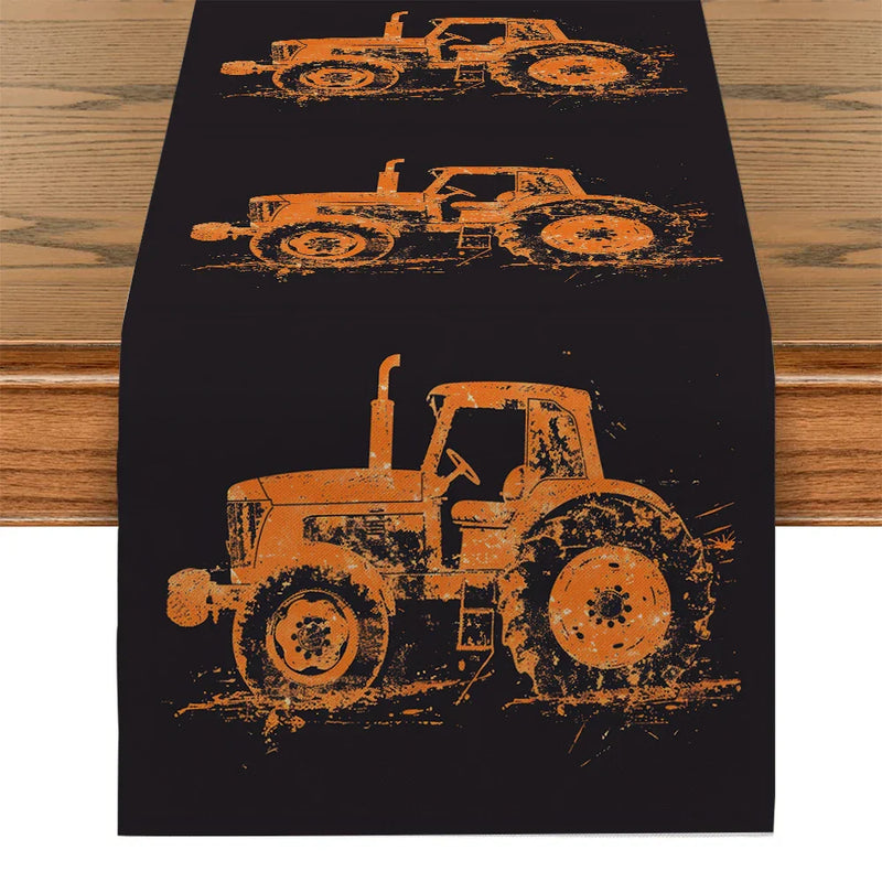 Axyaa Tractor Silhouette Table Runner for Kitchen and Dining Decor
