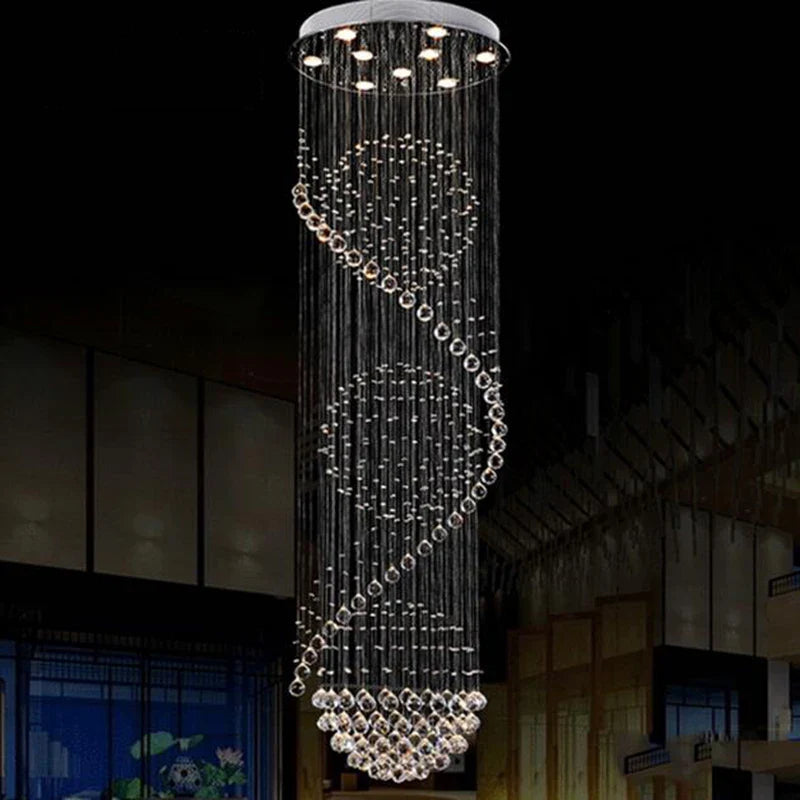 Axyaa Modern Spiral Crystal LED Chandelier for Staircase, Bedroom, Hotel Hall