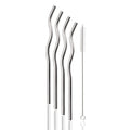 Axyaa Silver Wave Stainless Steel Reusable Drinking Straw Set