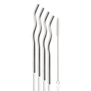Axyaa Silver Wave Stainless Steel Reusable Drinking Straw Set