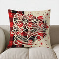 Axyaa Christmas Floral Bell Throw Pillow Cover for Sofa, Bedroom & Car