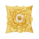 Axyaa Velvet Flower Cushion Cover in Yellow Blue White Pink, Handmade Luxury Pillowcase