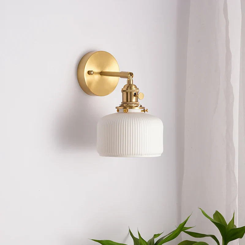 Axyaa White Ceramic LED Wall Sconce for Home Bedroom Living Room Bathroom Mirror