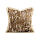 Axyaa Khaki Rice Coffee Linen Fringe Sofa Pillow Cushion