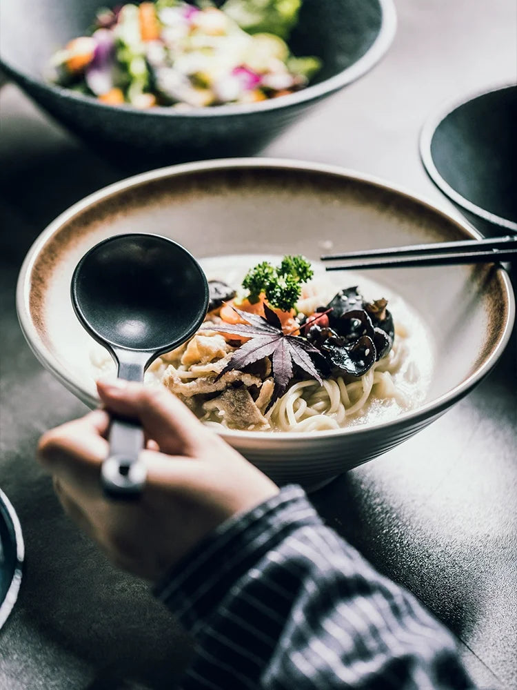 Axya Ceramic Ramen Bowl Set - Creative Tableware for Household Soups & More