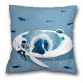 Axyaa Teal Blue Astronaut Pillowcase - Sea World Theme Sofa Cover