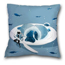 Axyaa Teal Blue Astronaut Pillowcase - Sea World Theme Sofa Cover