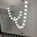 Axyaa Pearl Glass Necklace LED Chandelier - Elegant Interior Decor Lighting