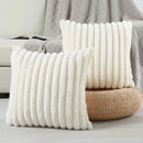 Axyaa Faux Rabbit Fur Cushion Cover | Soft Striped Pillowcase for Sofa Decor