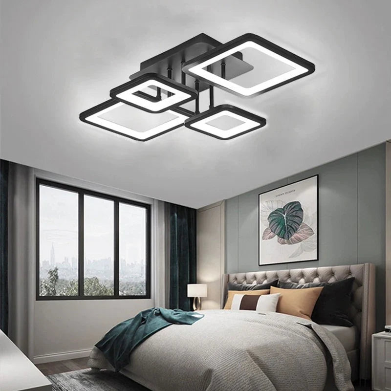 Nordic Black LED Ceiling Lamp for Modern Living Room, Bedroom, Study, Dining Room by Axyaa