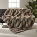 Axyaa Luxury Fox Fur Plaid Blanket for High-End Home Decoration