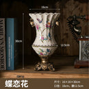 Axyaa Retro Ice Crack Ceramic Vase, European Double-Ear High-Footed Home Decor