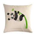 Axyaa Cartoon Panda Print Linen Pillowcase 45x45cm Square Home Sofa Decoration Cover