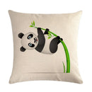 Axyaa Cartoon Panda Print Linen Pillowcase 45x45cm Square Home Sofa Decoration Cover