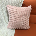 Axyaa Winter Rabbit Fleece Striped Throw Pillowcase in Solid Color