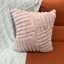 Axyaa Winter Rabbit Fleece Striped Throw Pillowcase in Solid Color