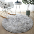 Axyaa Plush Round Rug: Soft Fluffy Living Room Carpet, Kids Bedroom Mat, Balcony Cushion
