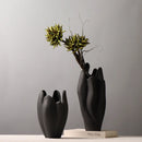 Frosted Ceramic Vase with Dried Flowers, Living Room Decor by Axyaa