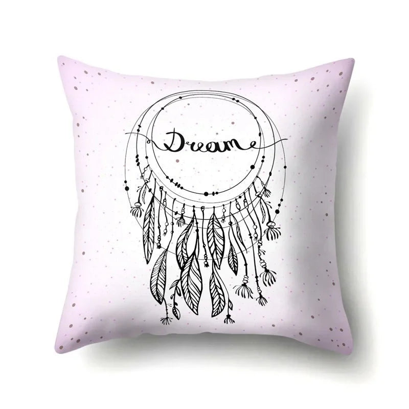 Axyaa Boho Indian Feather Dreamcatcher Pillow Cushion Cover for Home Decor