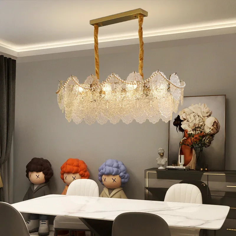 Axyaa Clear Glass French Chandelier: Elegant Ceiling Fixture for Living Room, Bedroom & Kitchen.