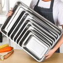 Axya Stainless Steel Serving Plate Set for Steamed Fish and Barbecue - Square Plates
