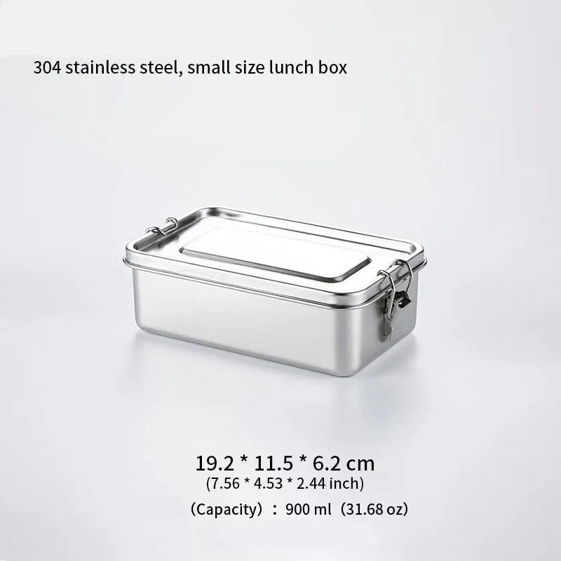 Axyaa Stainless Steel Square Bento Box with Lock Clip - Large Capacity
